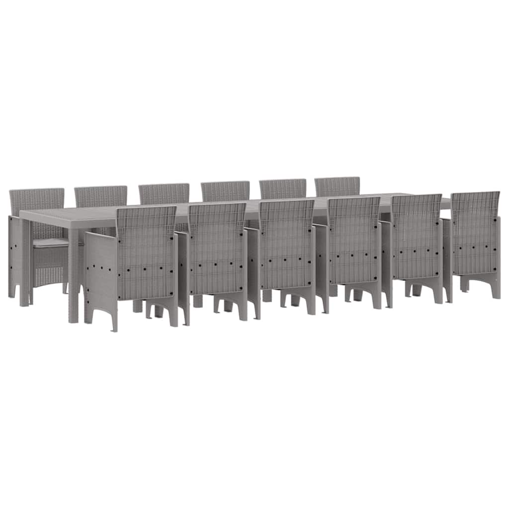 Set da Pranzo per Giardino 13 pcs Grigio chiaro Rattan Polt