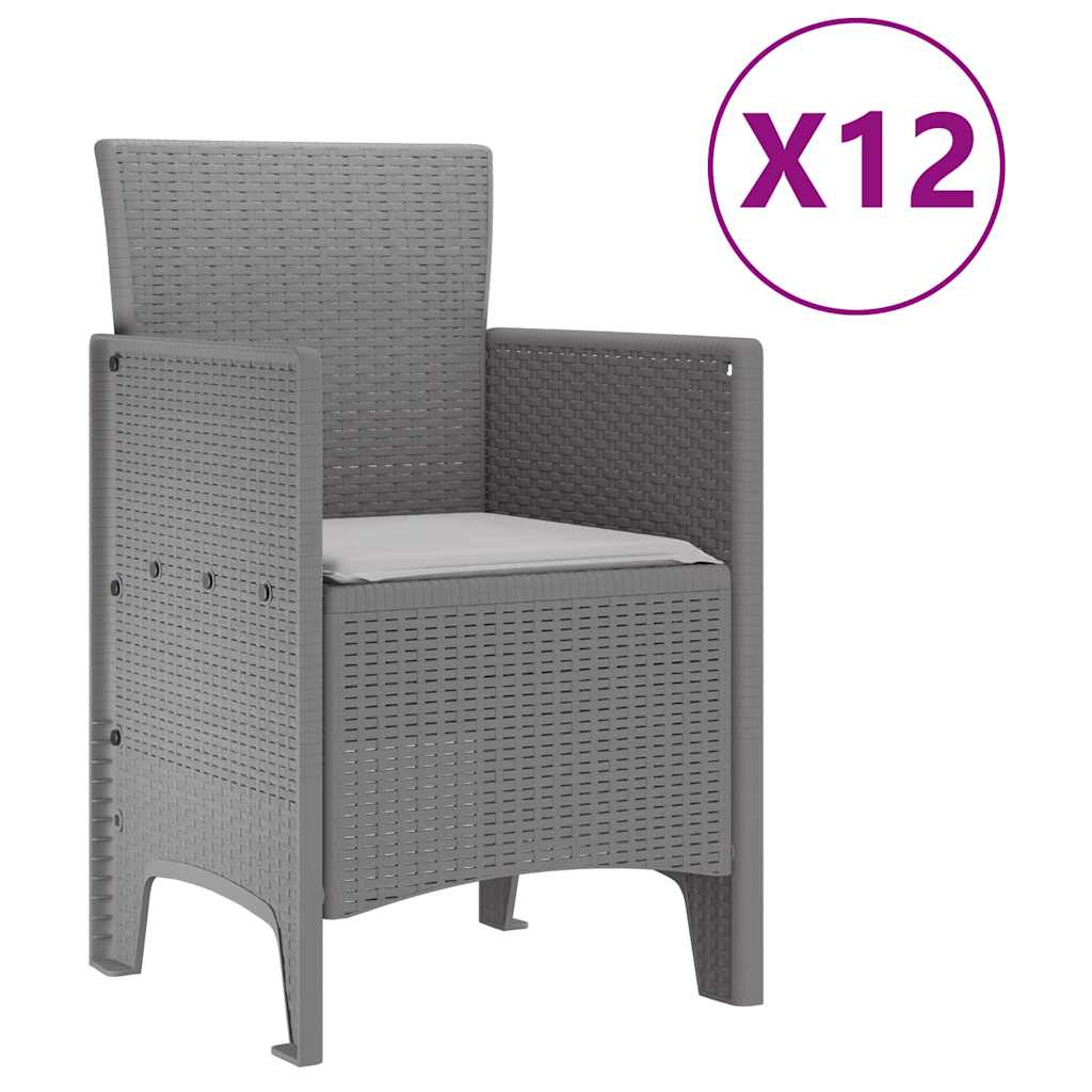 Set da Pranzo per Giardino 13 pcs Grigio chiaro Rattan Polt