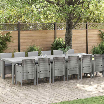 Set da Pranzo per Giardino 13 pcs Grigio chiaro Rattan Polt