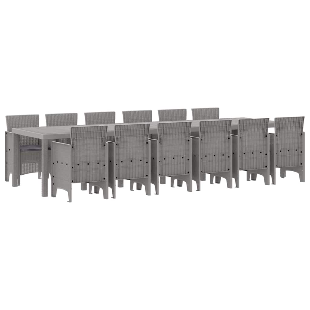 Set da Pranzo per Giardino 13 pcs Grigio chiaro Rattan Polt