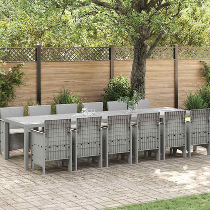 Set da Pranzo per Giardino 13 pcs Grigio chiaro Rattan Polt