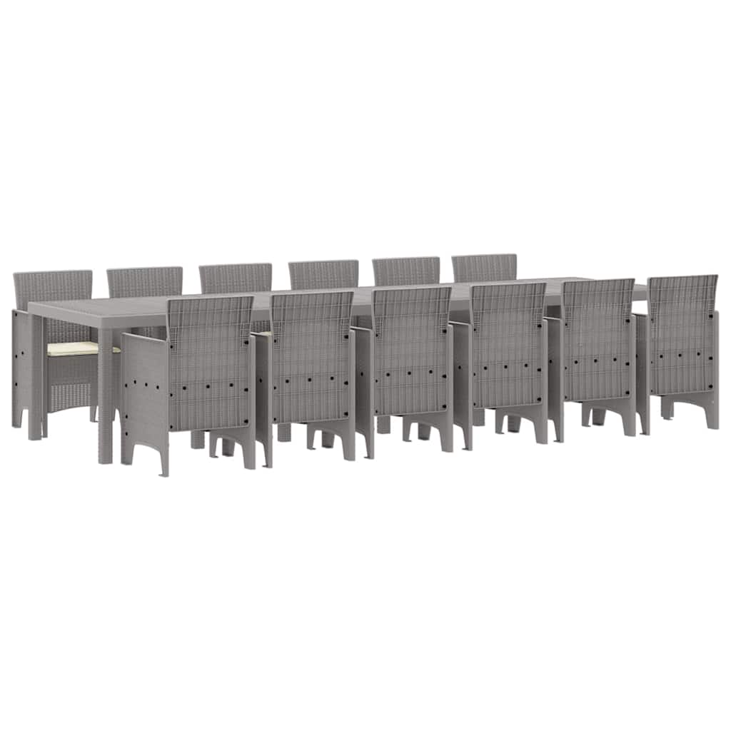 Set da Pranzo per Giardino 13 pcs Grigio chiaro Rattan Polt