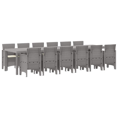 Set da Pranzo per Giardino 13 pcs Grigio chiaro Rattan Polt