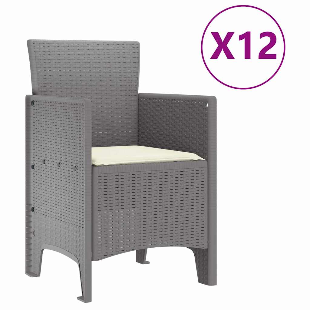 Set da Pranzo per Giardino 13 pcs Grigio chiaro Rattan Polt