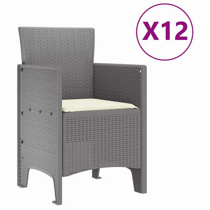 Set da Pranzo per Giardino 13 pcs Grigio chiaro Rattan Polt