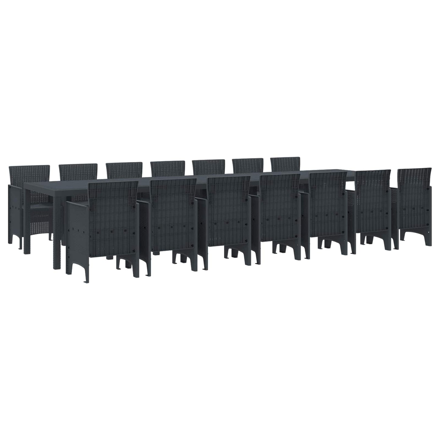 Set da pranzo da giardino con cuscini 15 pcs Antracite PP