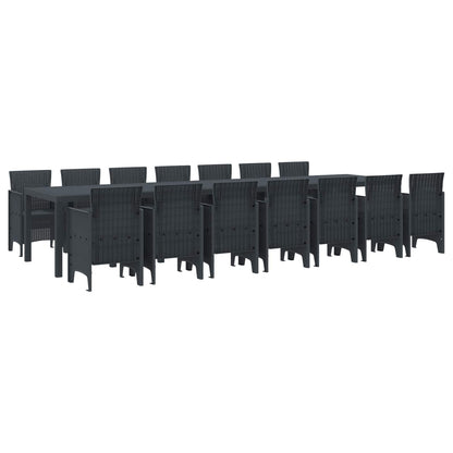 Set da pranzo da giardino con cuscini 15 pcs Antracite PP