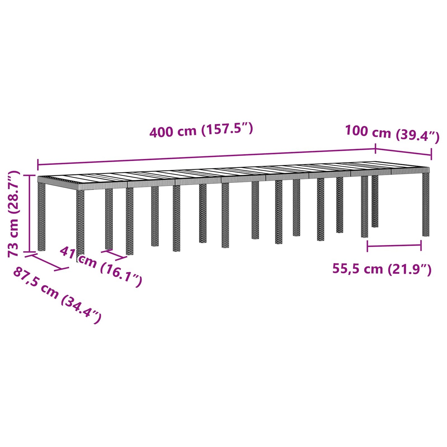 Set da pranzo da giardino con cuscini 15 pcs Antracite PP