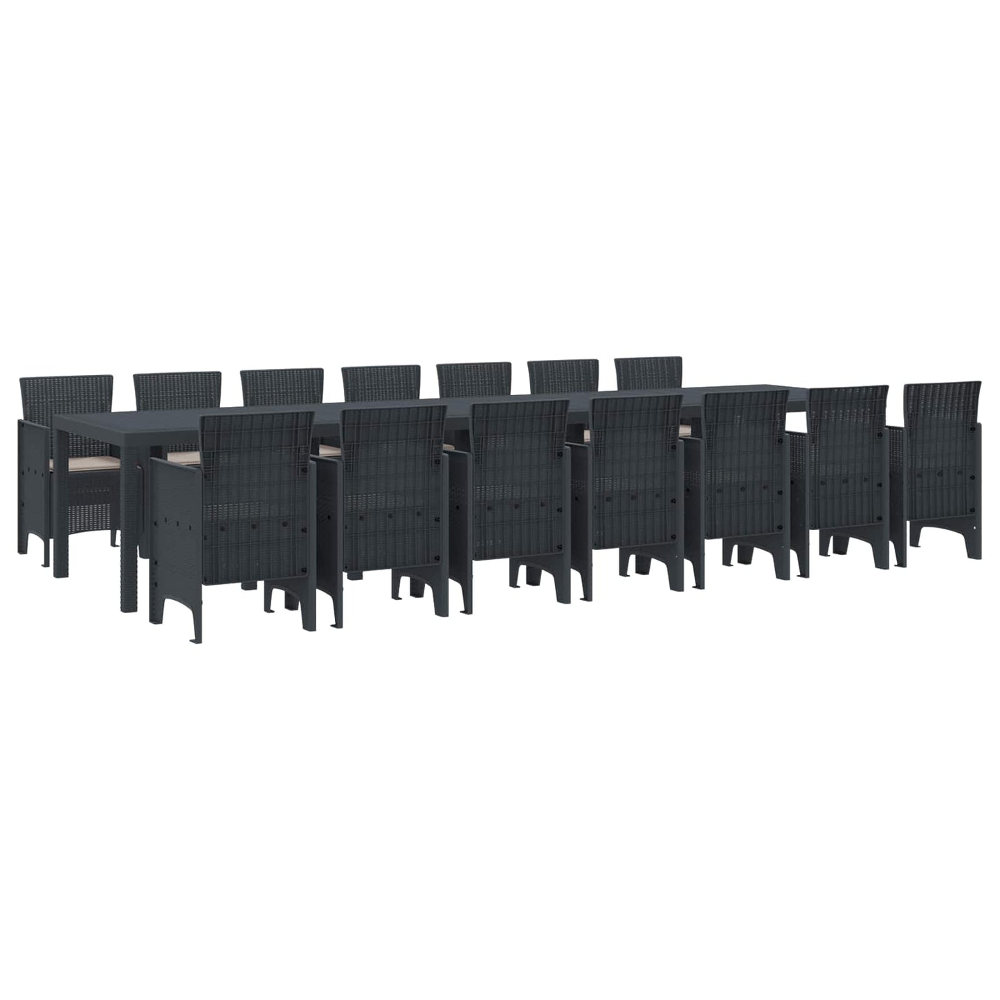 Set da pranzo da giardino con cuscini 15 pcs Antracite PP