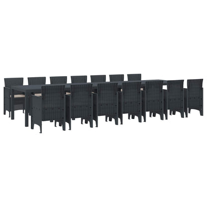 Set da pranzo da giardino con cuscini 15 pcs Antracite PP