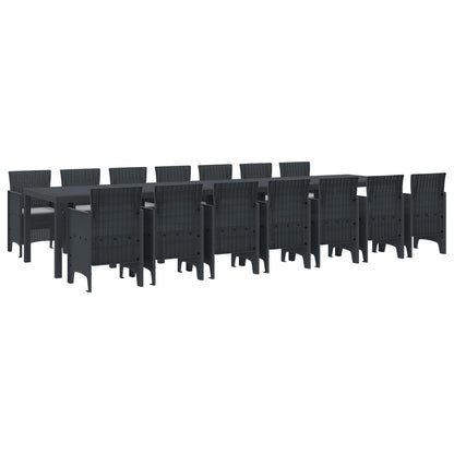 Set da pranzo da giardino con cuscini 15 pcs Antracite PP