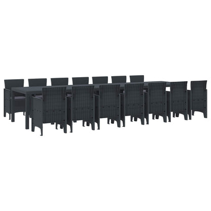 Set da pranzo da giardino con cuscini 15 pcs Antracite PP