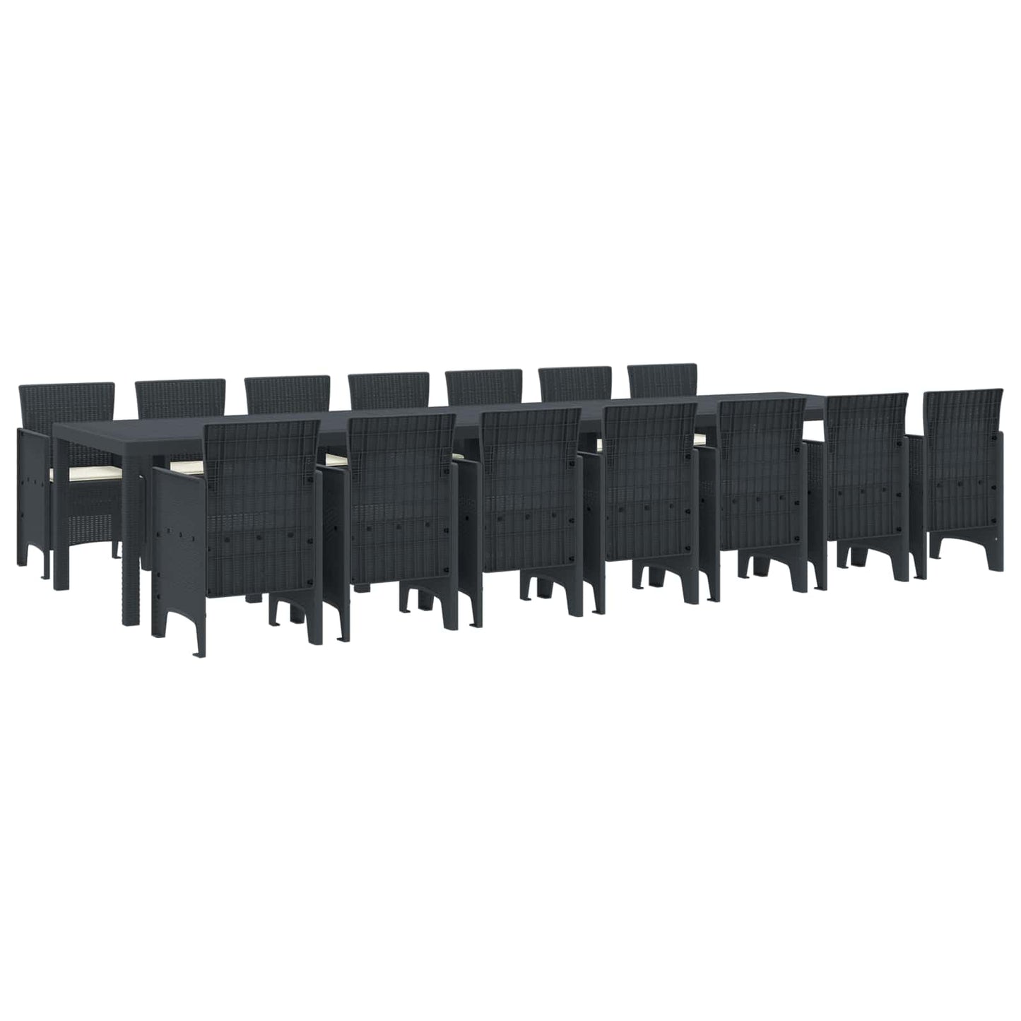 Set da pranzo da giardino con cuscini 15 pcs Antracite PP