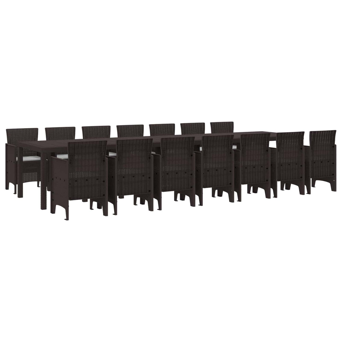 Set da pranzo da giardino con cuscini 15 pcs Marrone PP