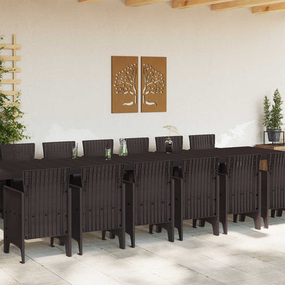 Set da pranzo da giardino con cuscini 15 pcs Marrone PP