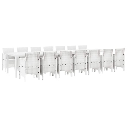 Set da pranzo da giardino con cuscini 15 pcs Bianco PP
