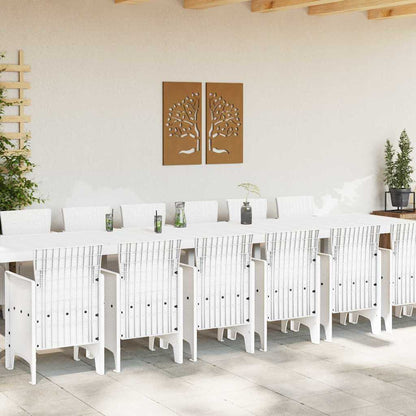 Set da pranzo da giardino con cuscini 15 pcs Bianco PP
