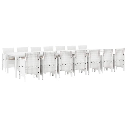 Set da pranzo da giardino con cuscini 15 pcs Bianco PP