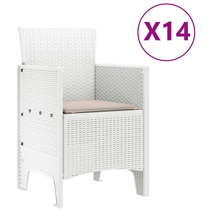 Set da pranzo da giardino con cuscini 15 pcs Bianco PP