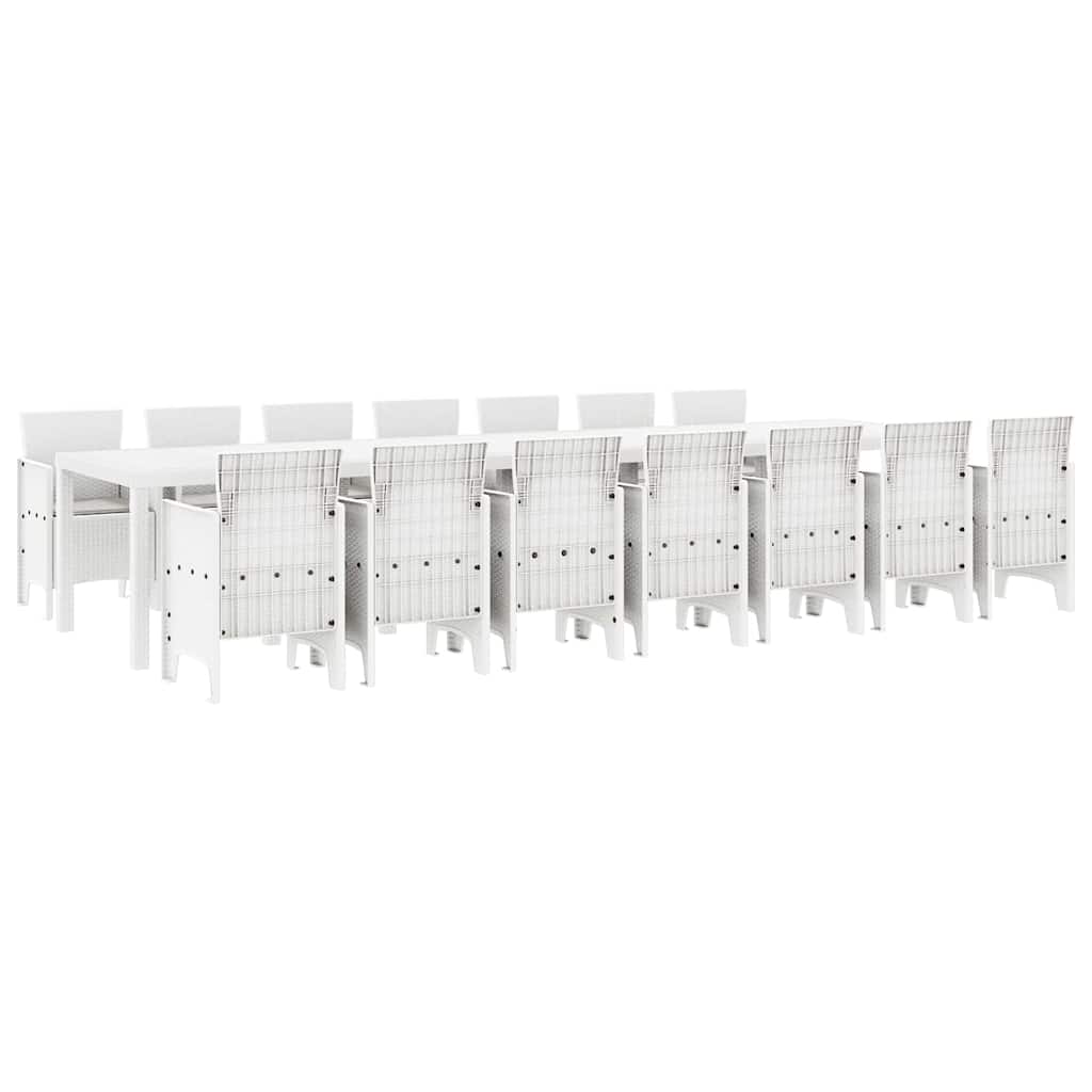 Set da pranzo da giardino con cuscini 15 pcs Bianco PP