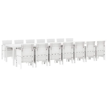 Set da pranzo da giardino con cuscini 15 pcs Bianco PP