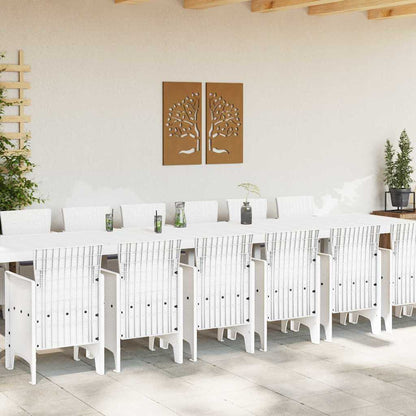 Set da pranzo da giardino con cuscini 15 pcs Bianco PP