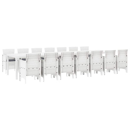 Set da pranzo da giardino con cuscini 15 pcs Bianco PP