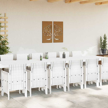 Set da pranzo da giardino con cuscini 15 pcs Bianco PP