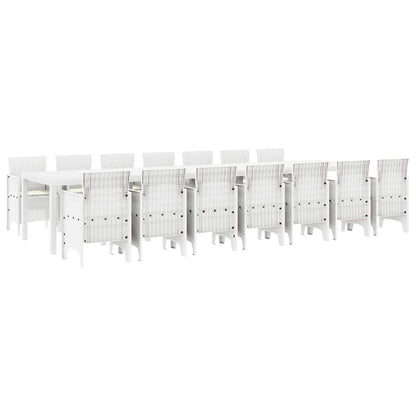 Set da pranzo da giardino con cuscini 15 pcs Bianco PP