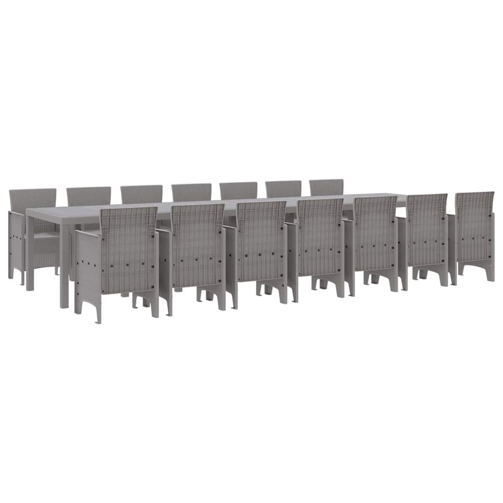 Set da pranzo da giardino con cuscini 15 pcs Grigio chiaro PP