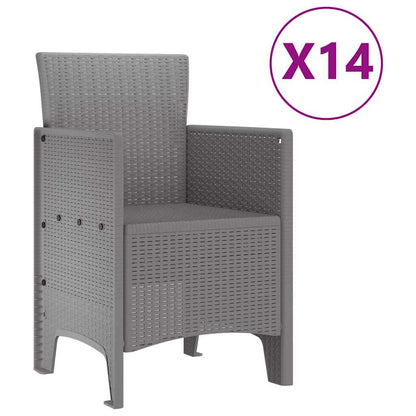 Set da pranzo da giardino con cuscini 15 pcs Grigio chiaro PP