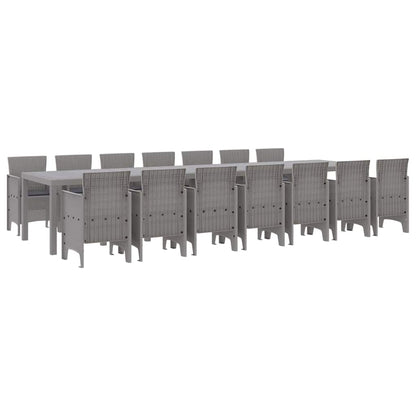 Set da pranzo da giardino con cuscini 15 pcs Grigio chiaro PP