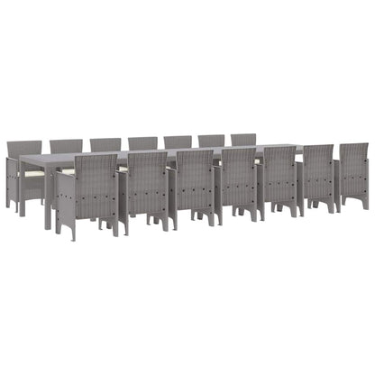 Set da pranzo da giardino con cuscini 15 pcs Grigio chiaro PP
