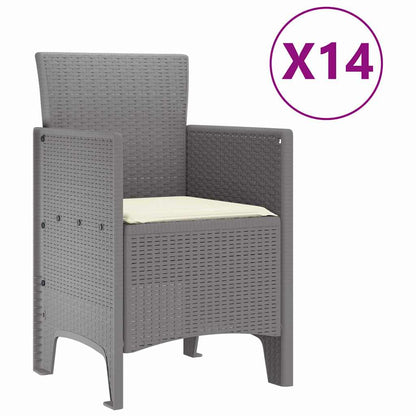 Set da pranzo da giardino con cuscini 15 pcs Grigio chiaro PP