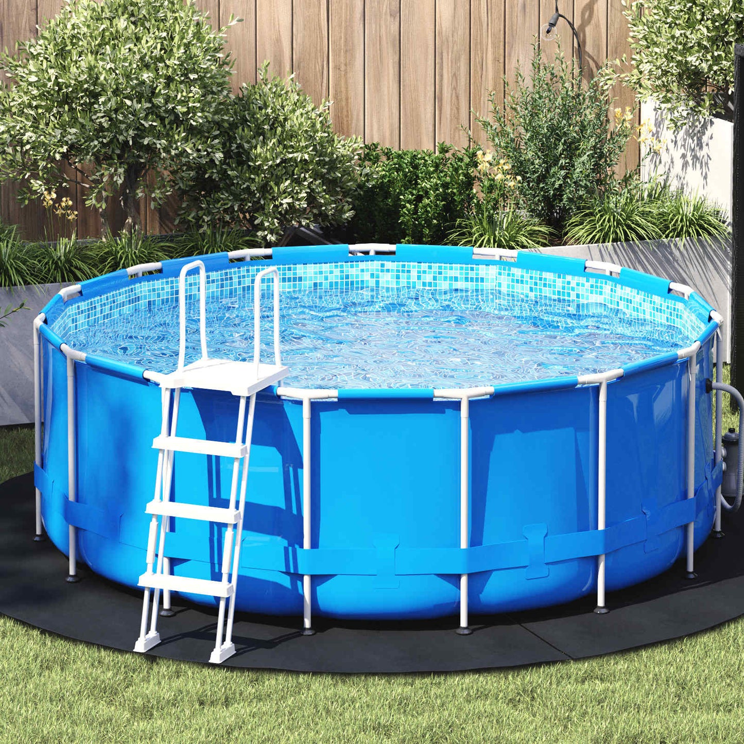 Telo per Fondo Piscina Nero Ã˜ 244 cm Tessuto Non Tessuto