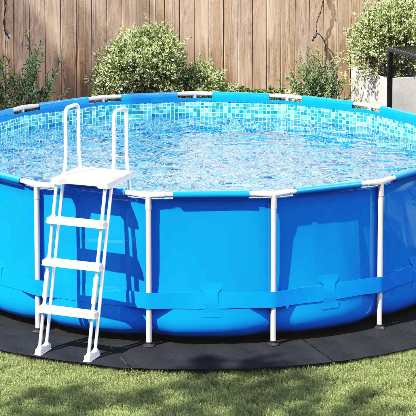 Telo per Fondo Piscina Nero Ã˜ 428 cm Tessuto Non Tessuto
