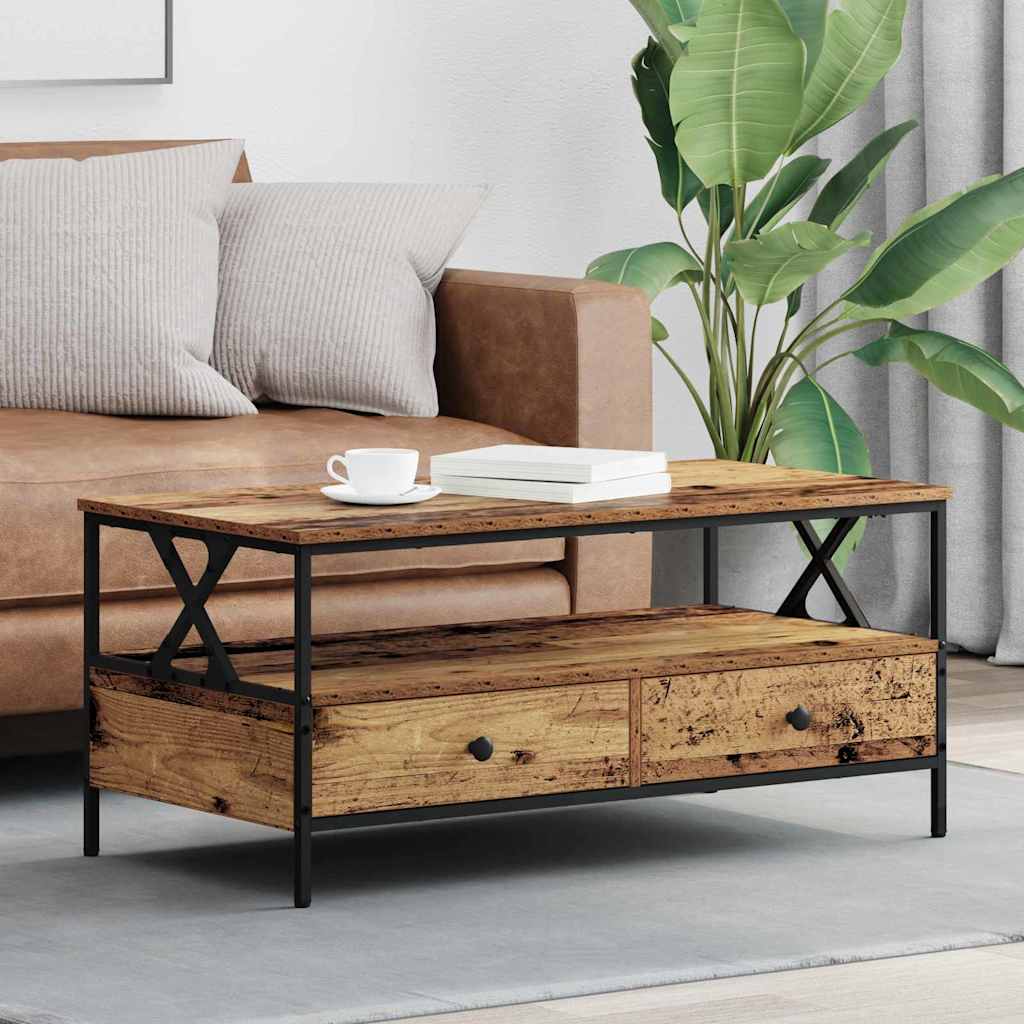 Tavolino da salotto with Drawer Legno vecchio 100 x 51 x 45 cm