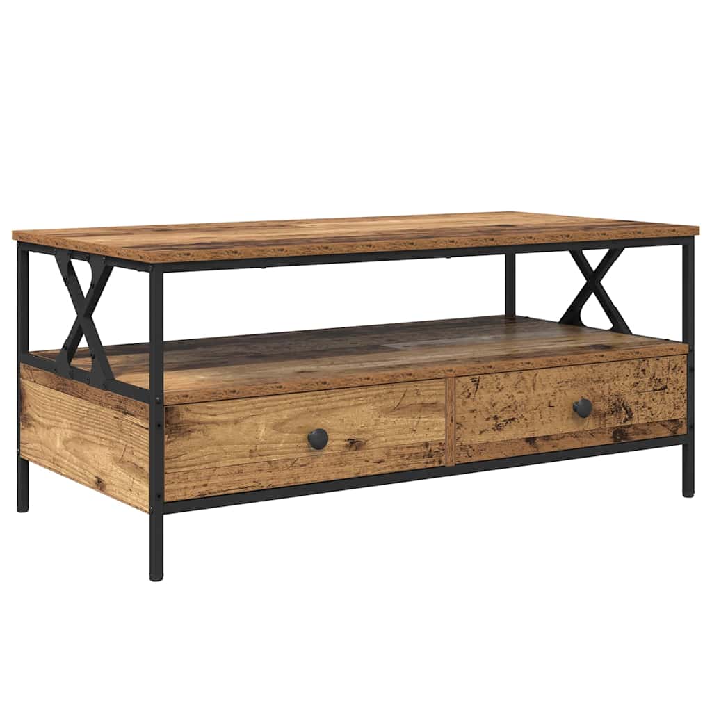 Tavolino da salotto with Drawer Legno vecchio 100 x 51 x 45 cm