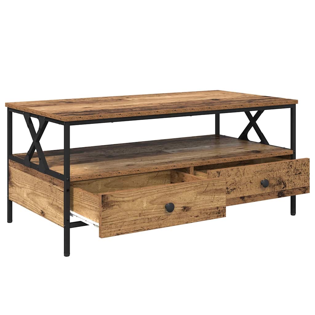 Tavolino da salotto with Drawer Legno vecchio 100 x 51 x 45 cm