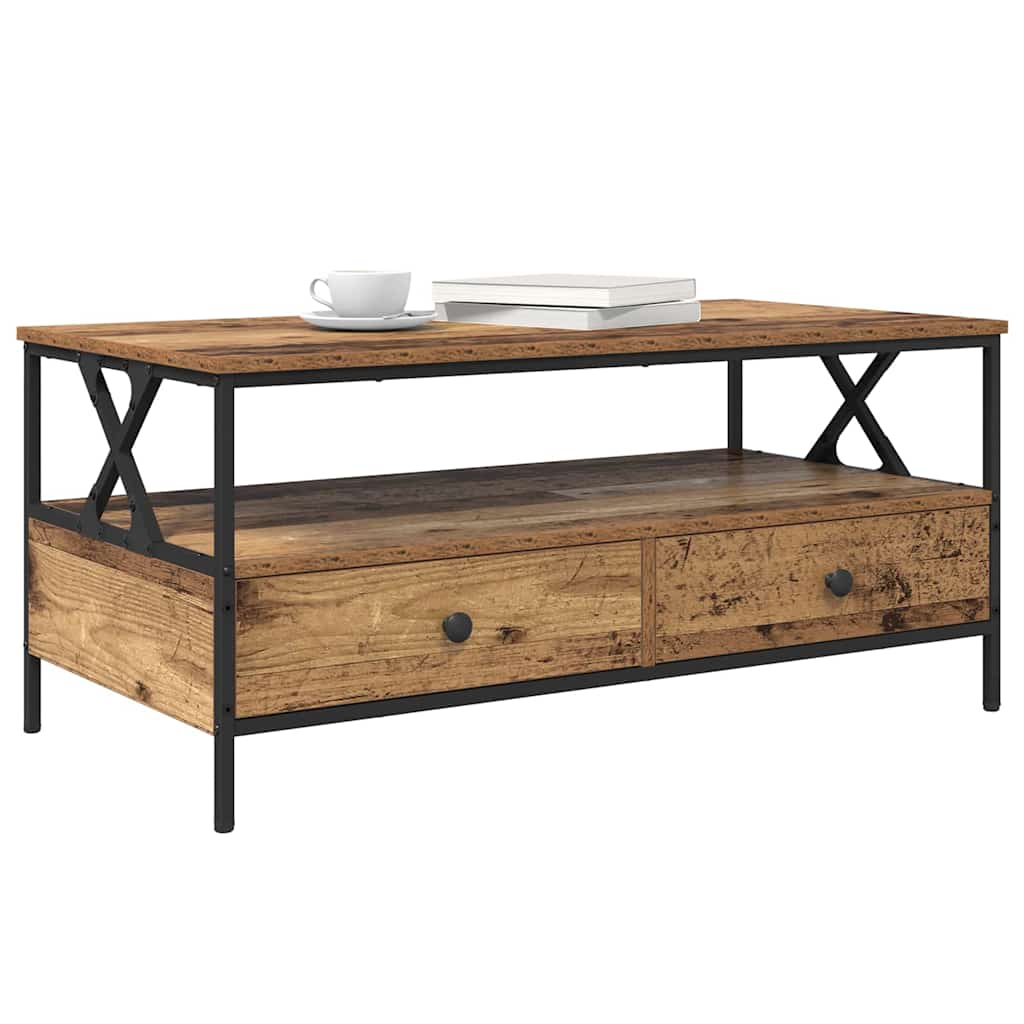 Tavolino da salotto with Drawer Legno vecchio 100 x 51 x 45 cm