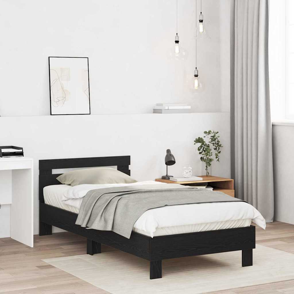 Struttura del letto con testiera Rovere Nero 203 x 95 x 70 cm