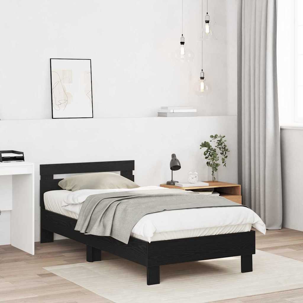 Struttura del letto con testiera Rovere Nero 193 x 95 x 88 cm