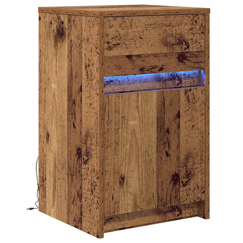 Armadio da Letto LED con cassetto Legno vecchio 38 x 34 x 61 cm