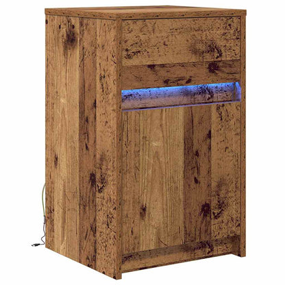 Armadio da Letto LED con cassetto Legno vecchio 38 x 34 x 61 cm