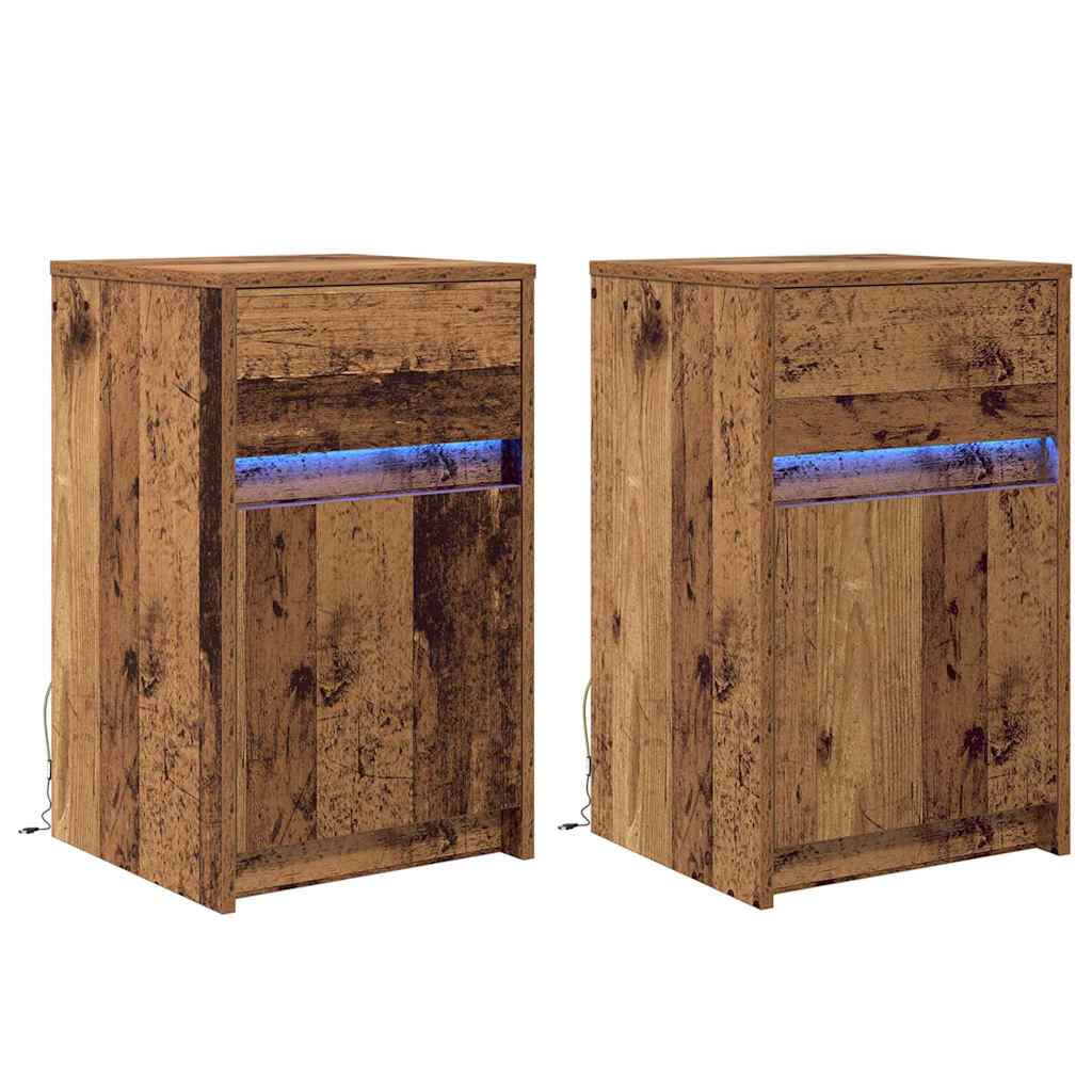 Armadio da Letto LED 2 pcs Legno vecchio 38 x 34 x 61 cm