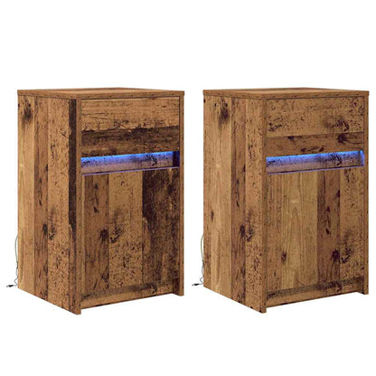Armadio da Letto LED 2 pcs Legno vecchio 38 x 34 x 61 cm
