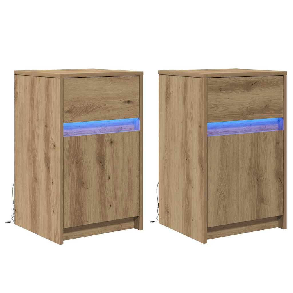 Armadio da Letto LED 2 pcs rovere artigianale 38 x 34 x 61 cm