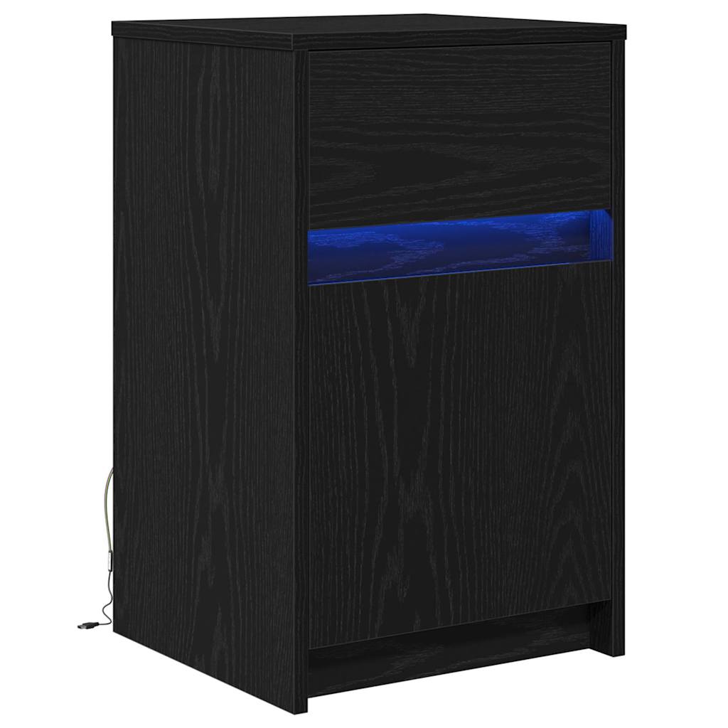 Armadio da Letto LED con cassetto Rovere nero 38 x 34 x 61 cm
