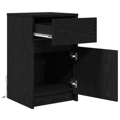 Armadio da Letto LED con cassetto Rovere nero 38 x 34 x 61 cm