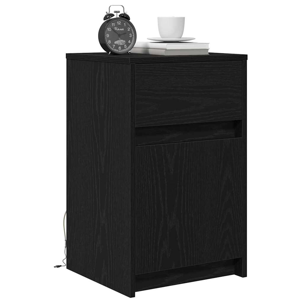 Armadio da Letto LED con cassetto Rovere nero 38 x 34 x 61 cm
